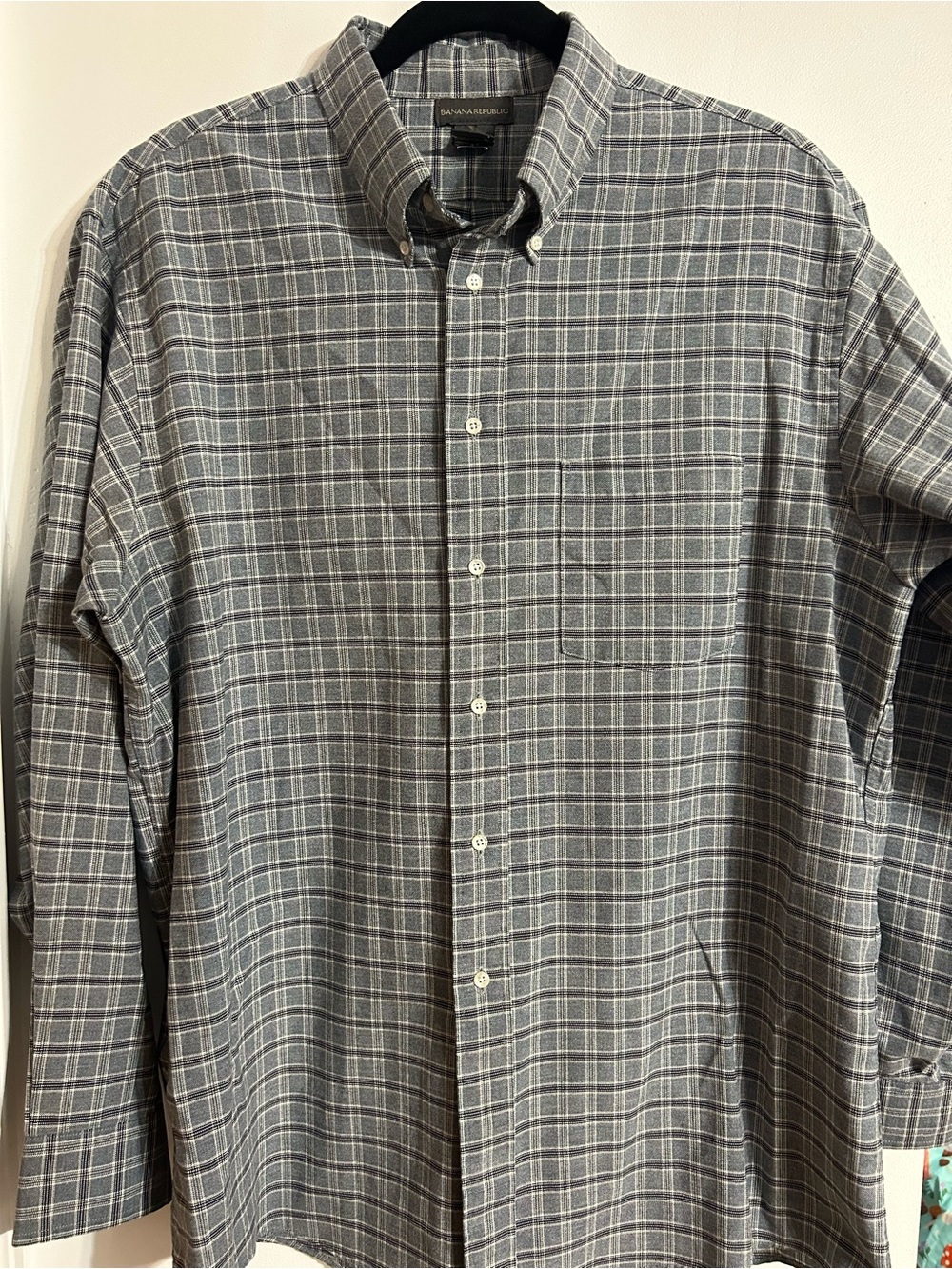 Banana Republic Gray Plaid Button-Down Dress Shirt